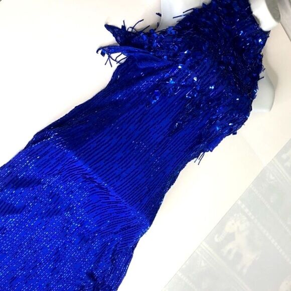 NITELINE by Della Roufogalu Blue Silk Sequin Cocktail Dress – Evening / Party / - Picture 4 of 12